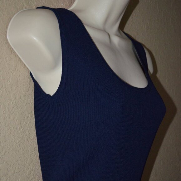 NWT $245 Sz S Walk of Shame Navy Ribbed Scoop Neck Tank Top - Picture 3 of 6